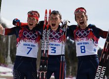 Легков, Вылегжанин и Черноусов заняли  весь пьедестал в лыжном масст-старте на 50 км